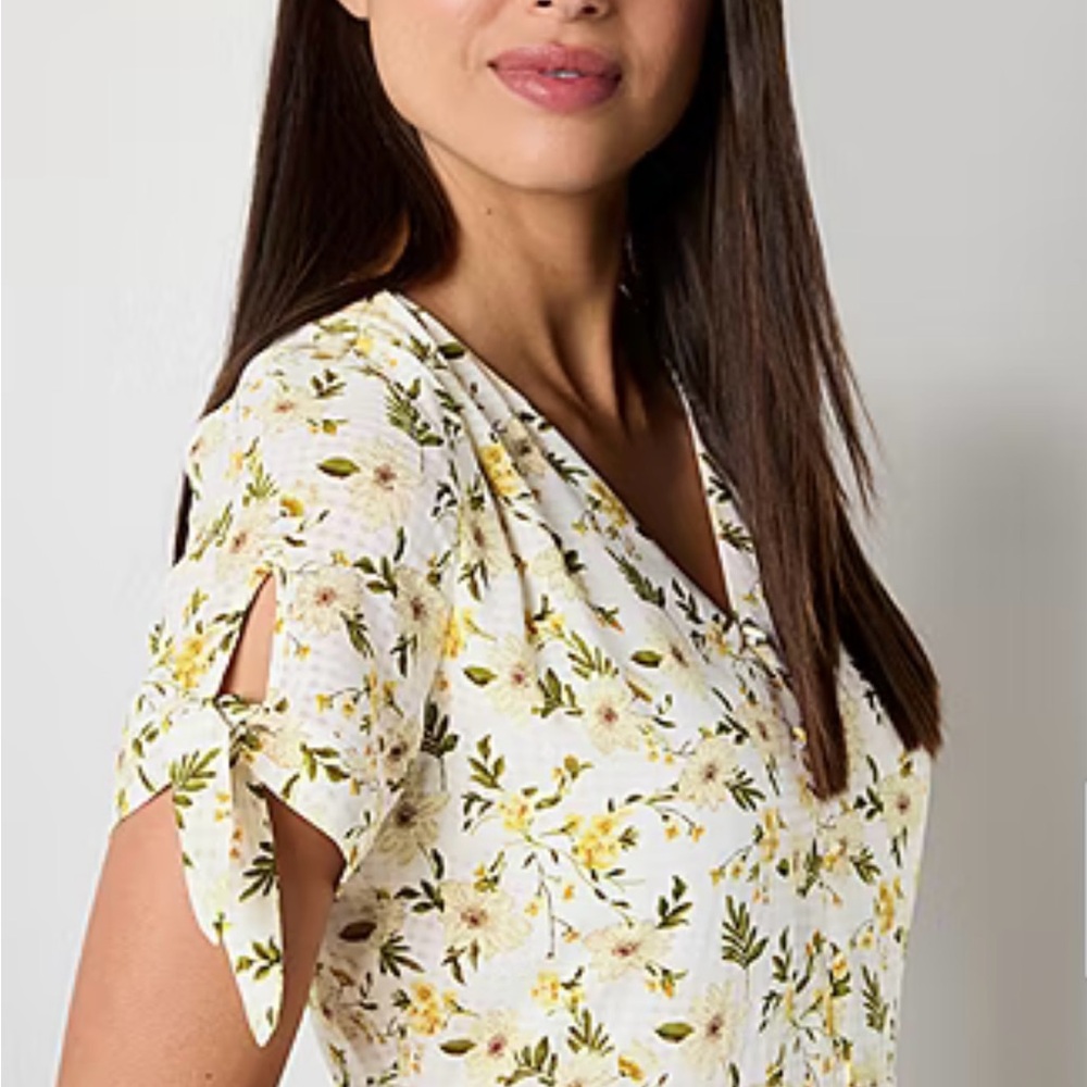R&K Women's Floral Midi Dress - White and Yellow